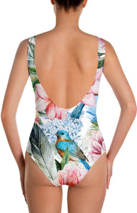 Watercolor Flowers and Birds Swimsuit