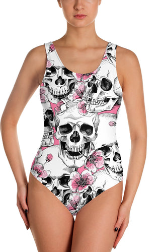 Pink Floral Skulls Swimsuit
